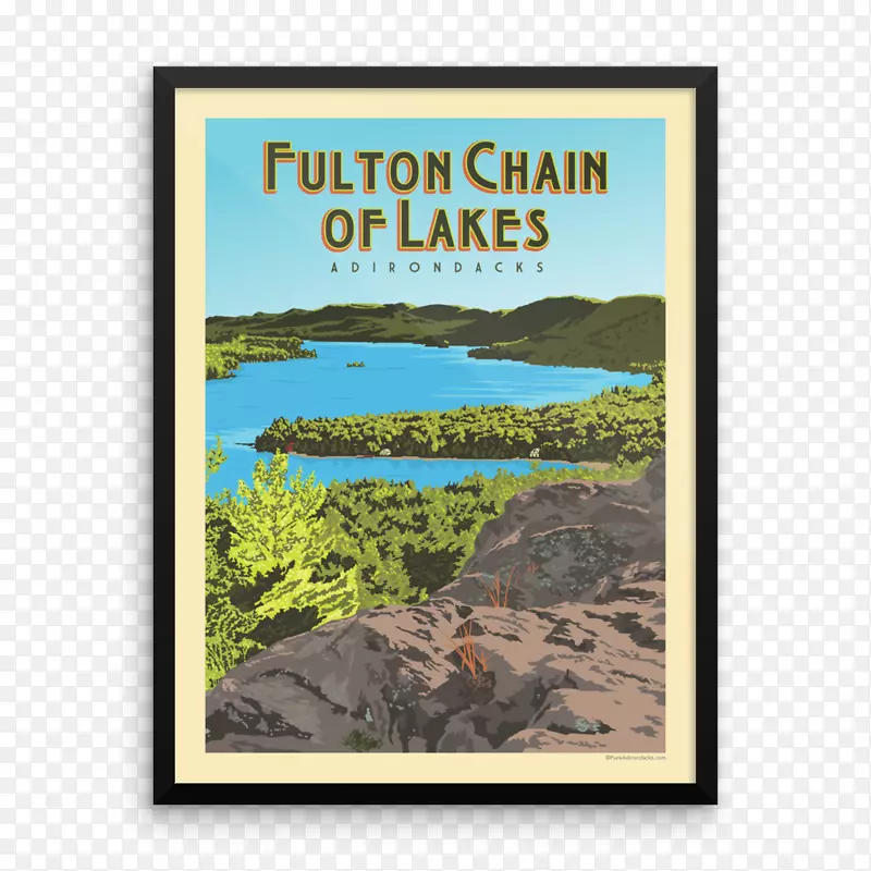 富尔顿湖链湖阿迪朗达克公园入口驼鹿河-古董海报装饰