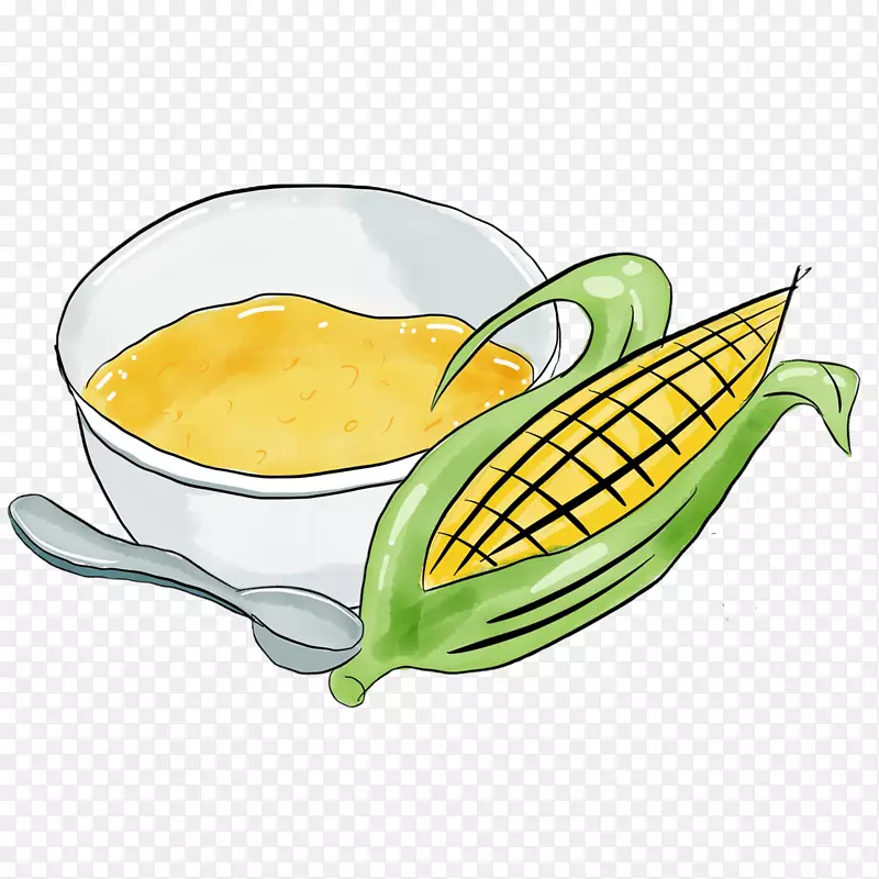 玉米芯上的玉米素食菜肴餐具-黄玉米碗