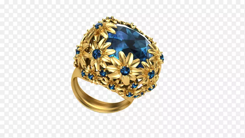 蓝宝石犀牛三维珠宝首饰设计戒指手工制作