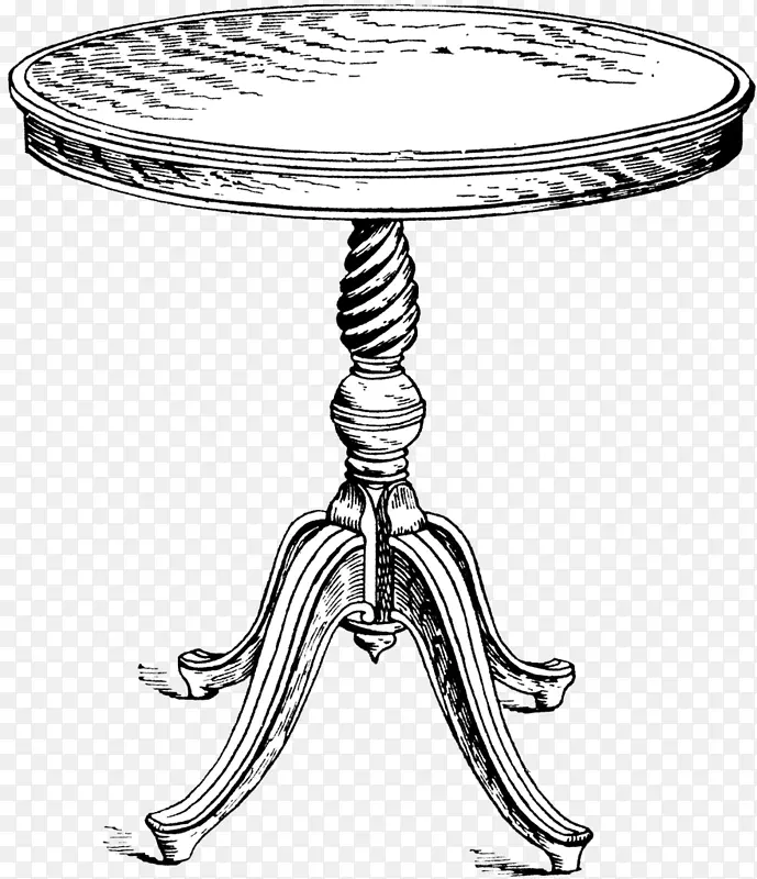 餐桌垫餐室剪贴画-一张四条腿的圆桌