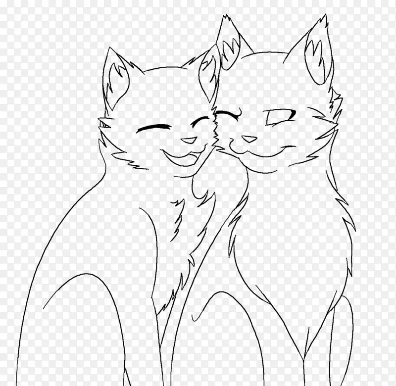 猫线艺术小猫画战士-拥抱情侣