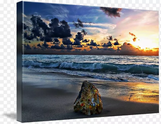 海岸水彩画桌面壁纸波浪海景