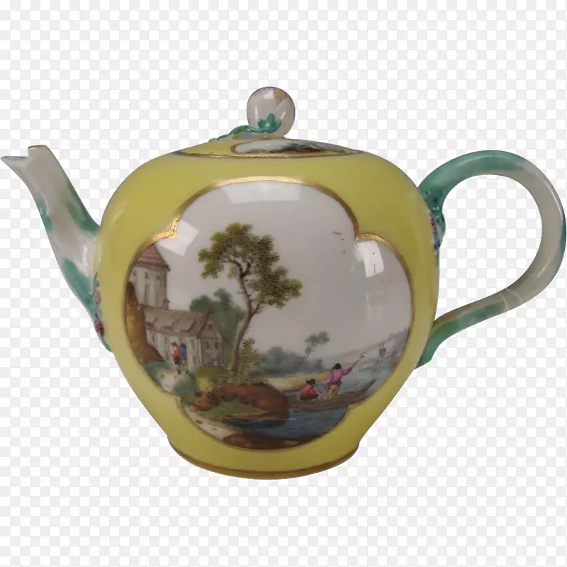 茶壶瓷陶杯手绘场景