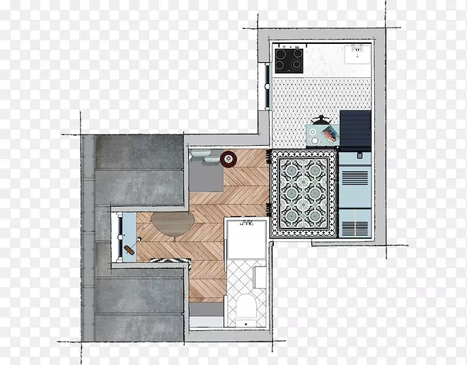 住宅平方呎公寓家具平面图-屋檐