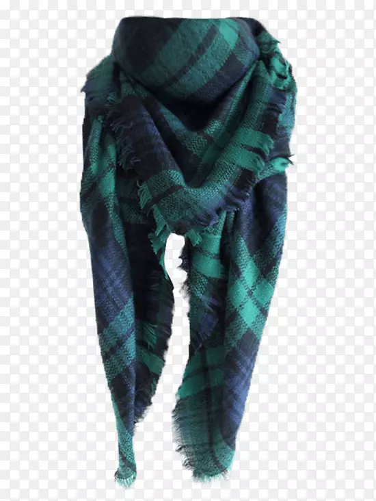 围巾格子披肩检查普什米娜-绿色围巾