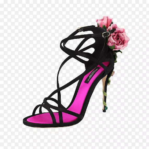 凉鞋高跟鞋庭院鞋无扣粉红色花扣材质丰富