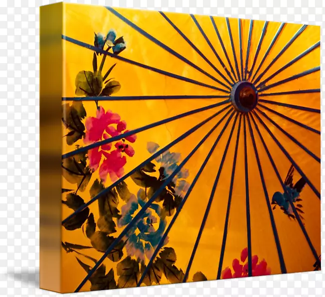 油纸伞意象艺术-传统写实画莲花