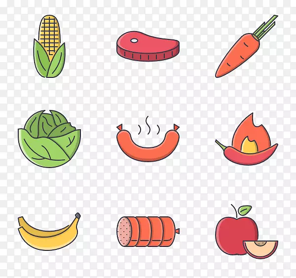 水果烧烤食品电脑图标剪贴画包