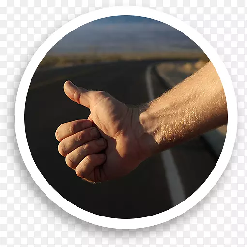 大拇指搭便车旅行摄影.简笔画