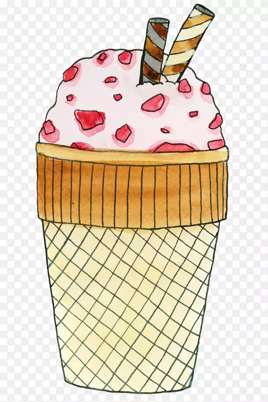加草莓冰淇淋圆锥形蛋糕芝士蛋糕草莓冰淇淋