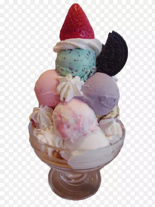 圣代那不勒斯冰淇淋冷冻酸奶-粉红色甜点