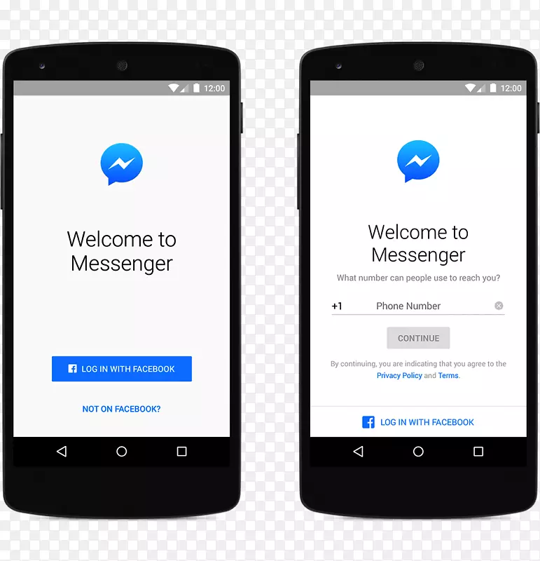 facebook信使登录消息应用程序-呼叫屏幕