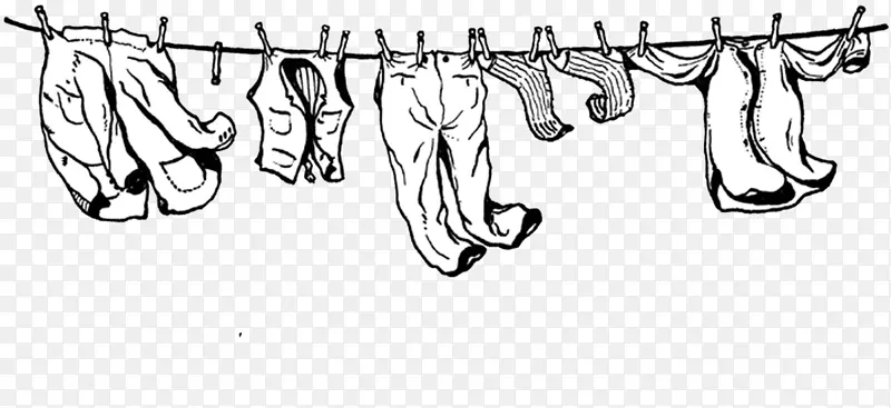 服装线洗衣店服装剪贴画.晾衣绳