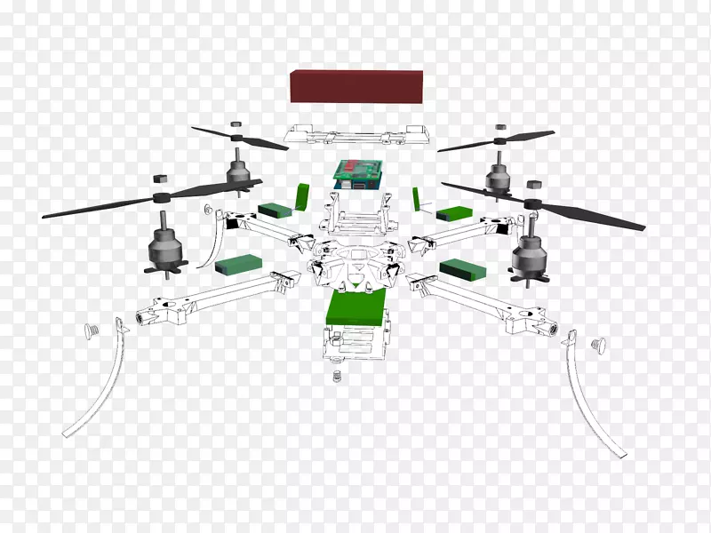 爆炸视图绘制无人飞行器直升机旋翼图.透视图