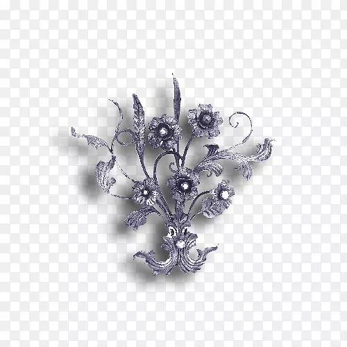 胸针紫漆花卉材料