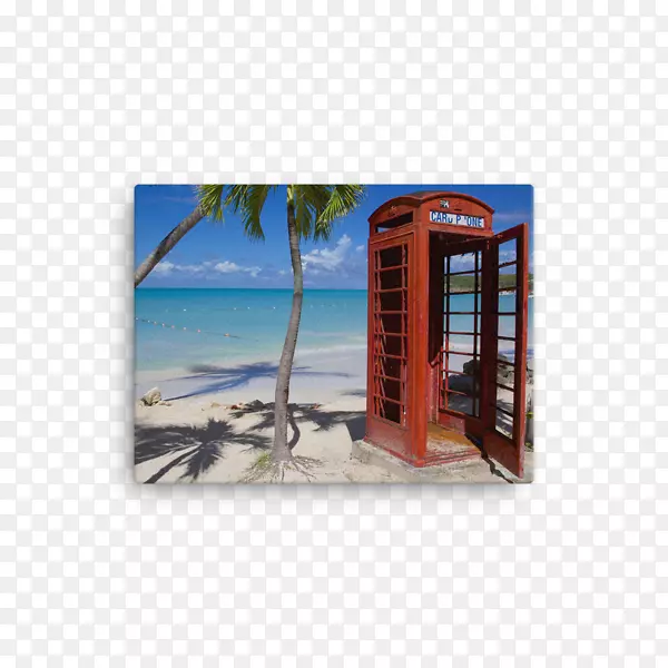 迪肯森湾安提瓜安的列斯海滩红色电话亭-墙壁模型