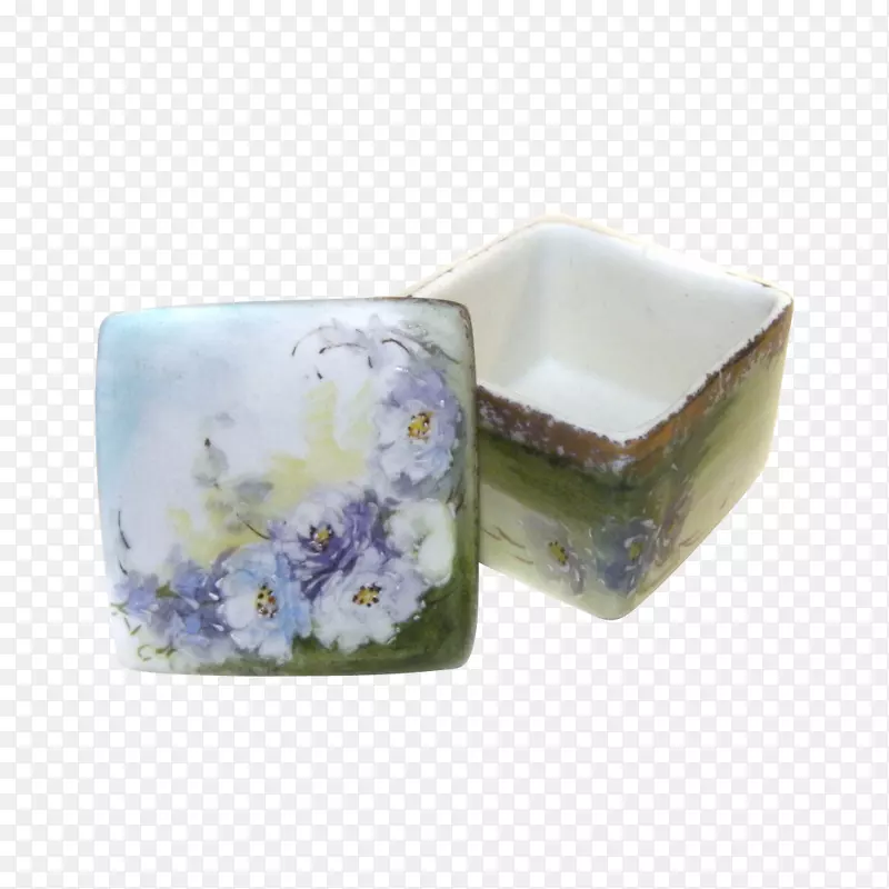 瓷花盆长方形紫色手绘盒