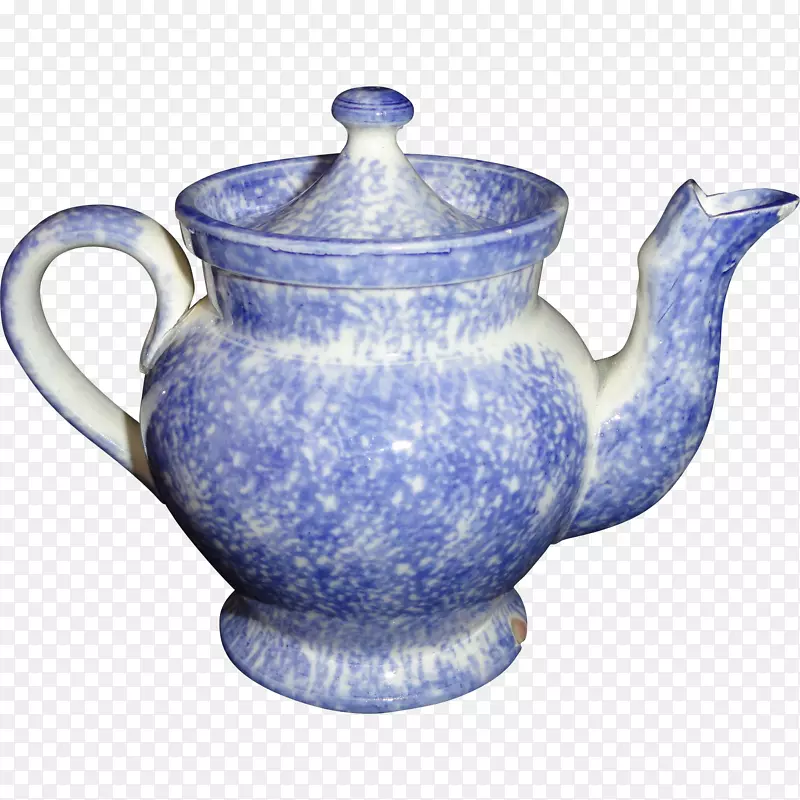 陶瓷蓝白色陶器钴蓝深红搪瓷茶壶