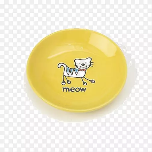 碟黄色杯碗-宠物材料平面