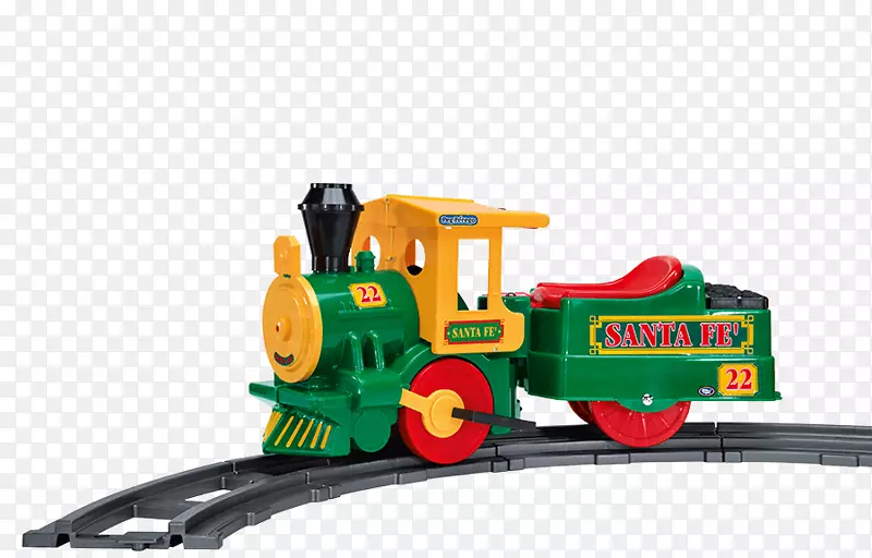 玩具火车和火车组，铁路运输轨道，孩子-圣诞老人骑在麋鹿上