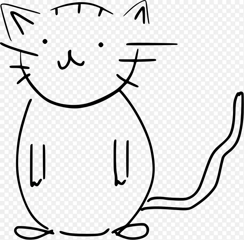 胡须猫黑白素描猫