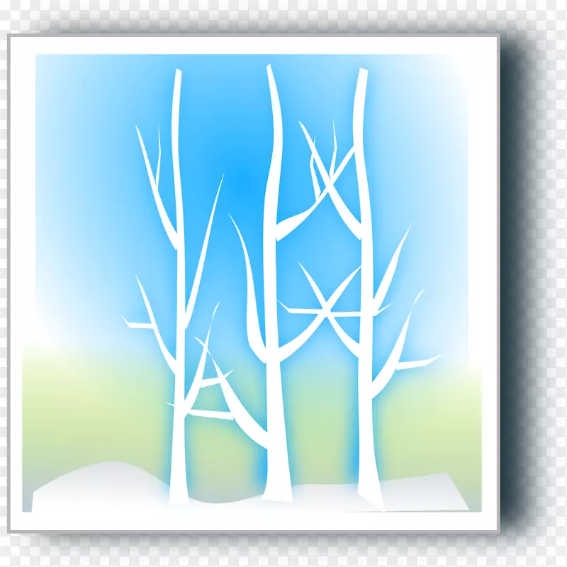 冬季雪花季节剪贴画-水彩画圣诞树蓝树