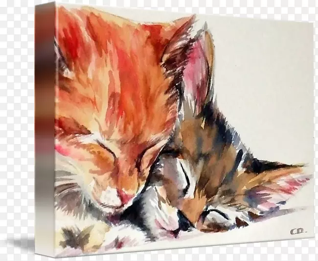 水彩画小猫艺术版画-爱猫