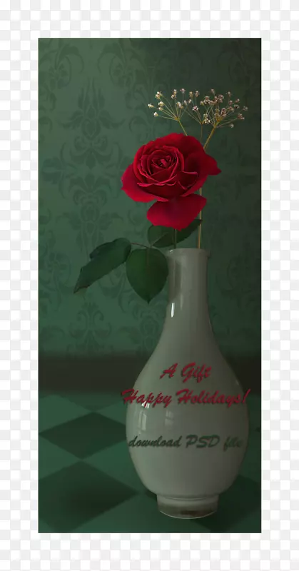 花园玫瑰玻璃瓶花瓶陶瓷手绘玫瑰邀请函