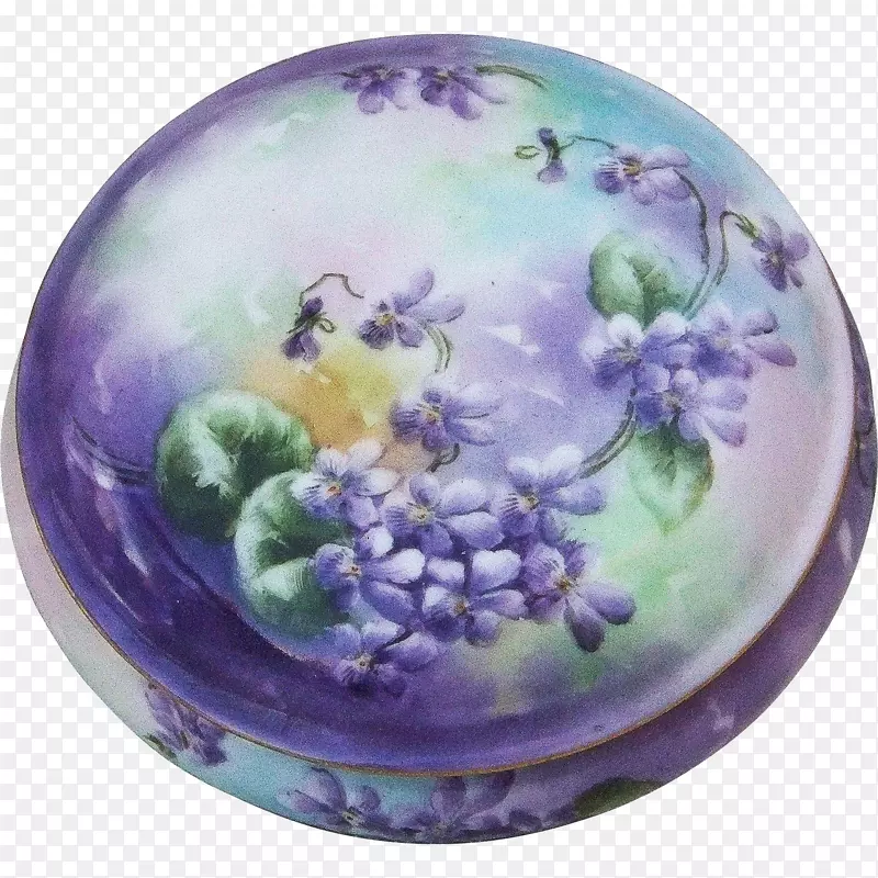 板式瓷紫手彩绘花饰盒