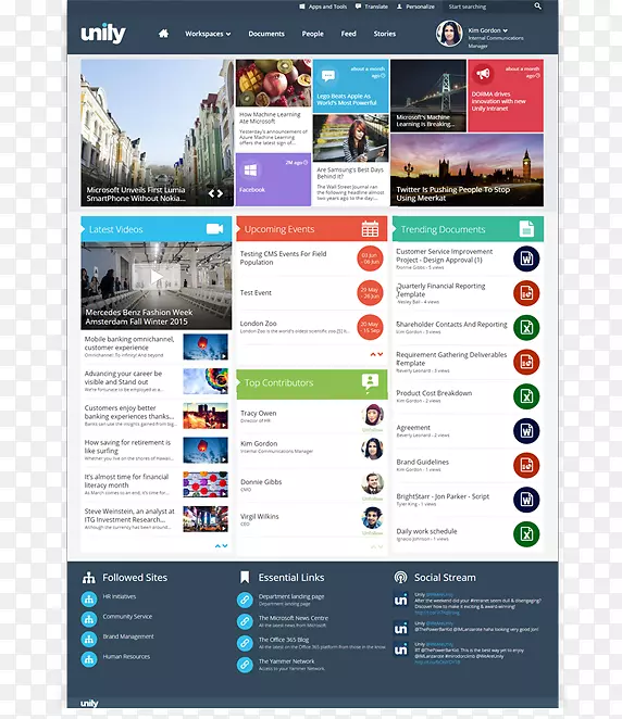 Intranet microsoft office 365 SharePoint响应web设计的yammer-创造性PSD模板