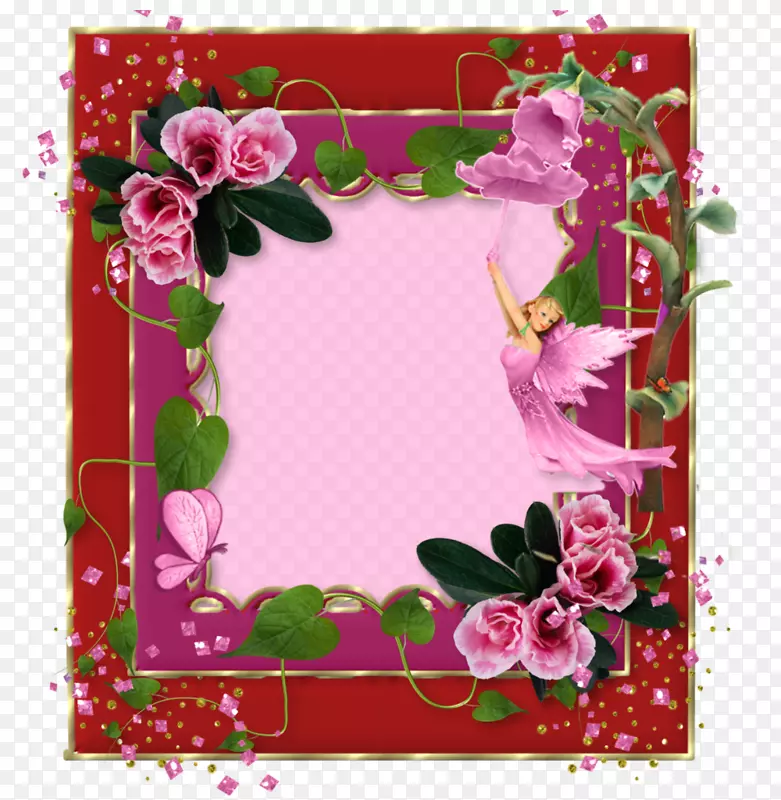 画框花园玫瑰玻璃-创意新年