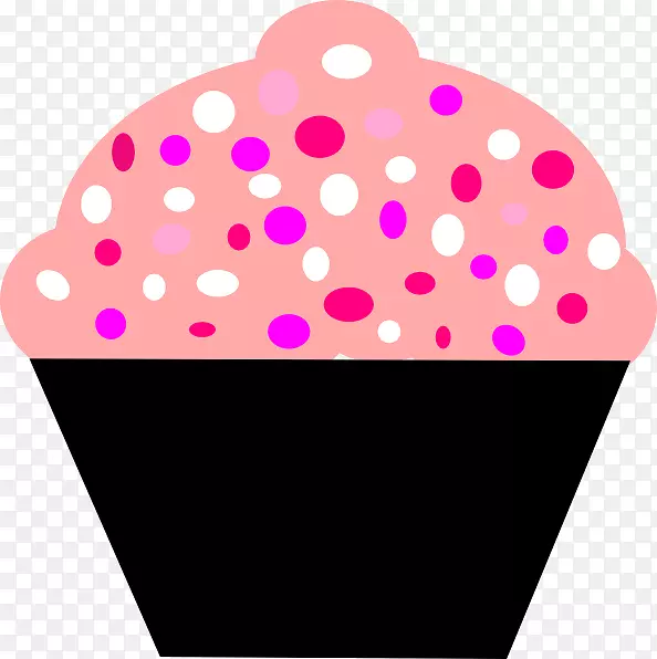 蛋糕糖霜和糖霜生日蛋糕剪贴画-粉红纸杯蛋糕
