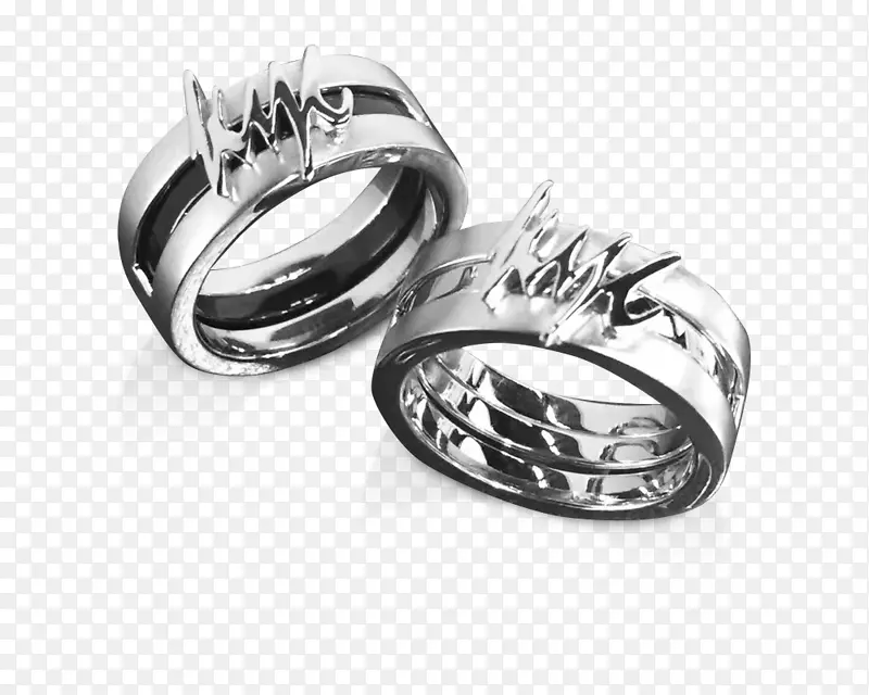 结婚戒指银色金一对戒指