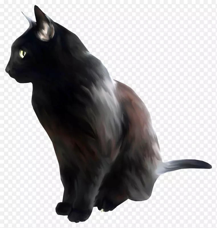 黑猫孟买猫家养短毛猫水彩画小猫