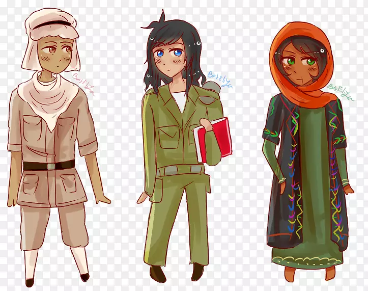 长袍人类行为服装设计卡通智人-中东人