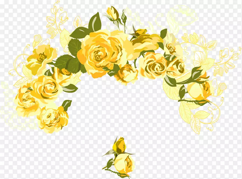 花园玫瑰，弗雷德里卡在时尚，黄色，彩色-集群剪贴画