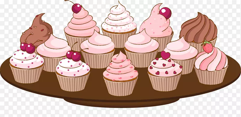 纸杯蛋糕松饼糖霜夹艺术粉红纸杯蛋糕