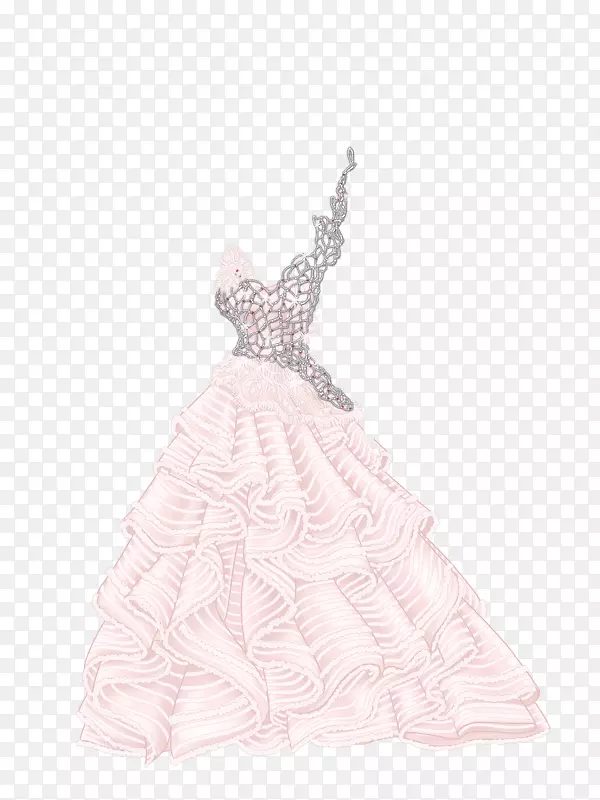 礼服服装设计粉红m褶皱-枝形连衣裙