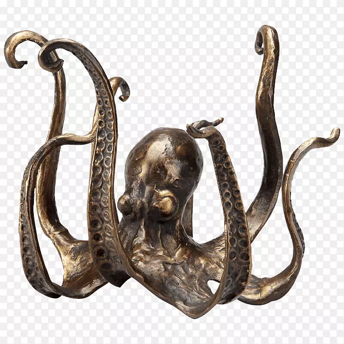 章鱼耳环珠宝项链杯-天然海洋动物章鱼