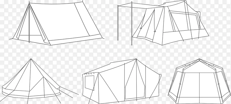 线条艺术绘画结构-波西米亚帐篷