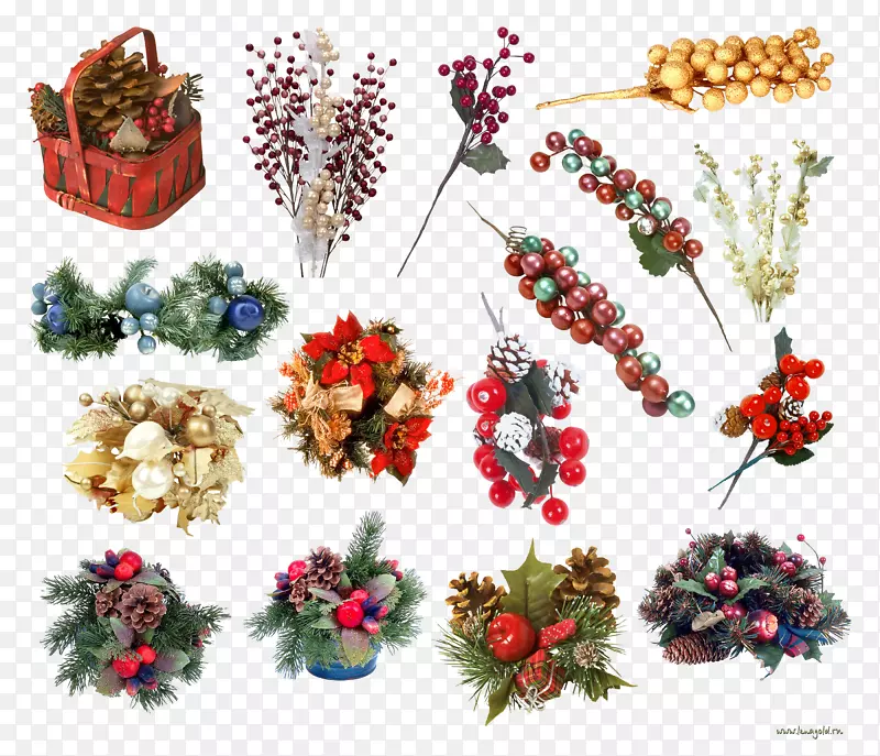 圣诞装饰花卉设计剪贴画