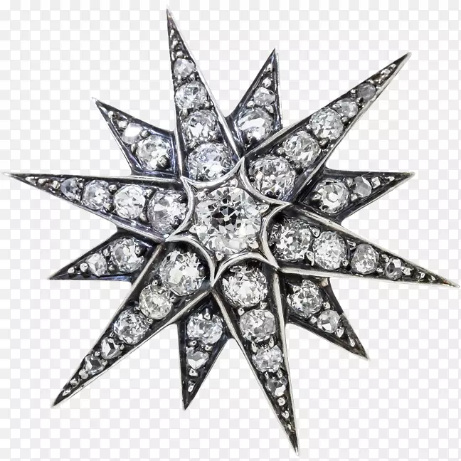 胸针首饰古董钻石切割-钻石明星