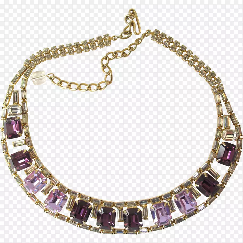 紫水晶项链、紫色项链、仿宝石和人造宝石.项链