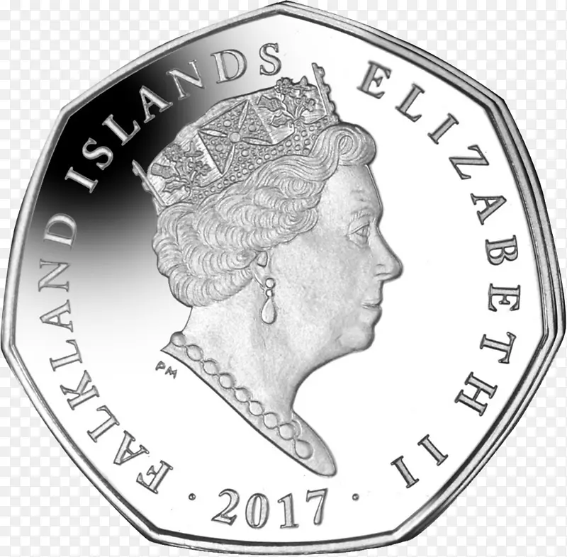 福克兰群岛，五十便士硬币，薄荷，摇滚乐企鹅-专属国王