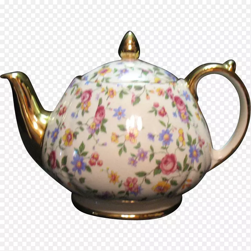 茶壶瓷柳花纹茶花图案