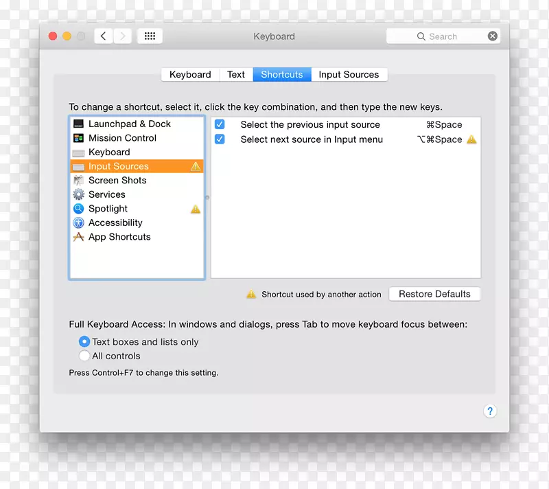 计算机键盘MacBookpro键盘快捷方式MacOS-文本框选项卡