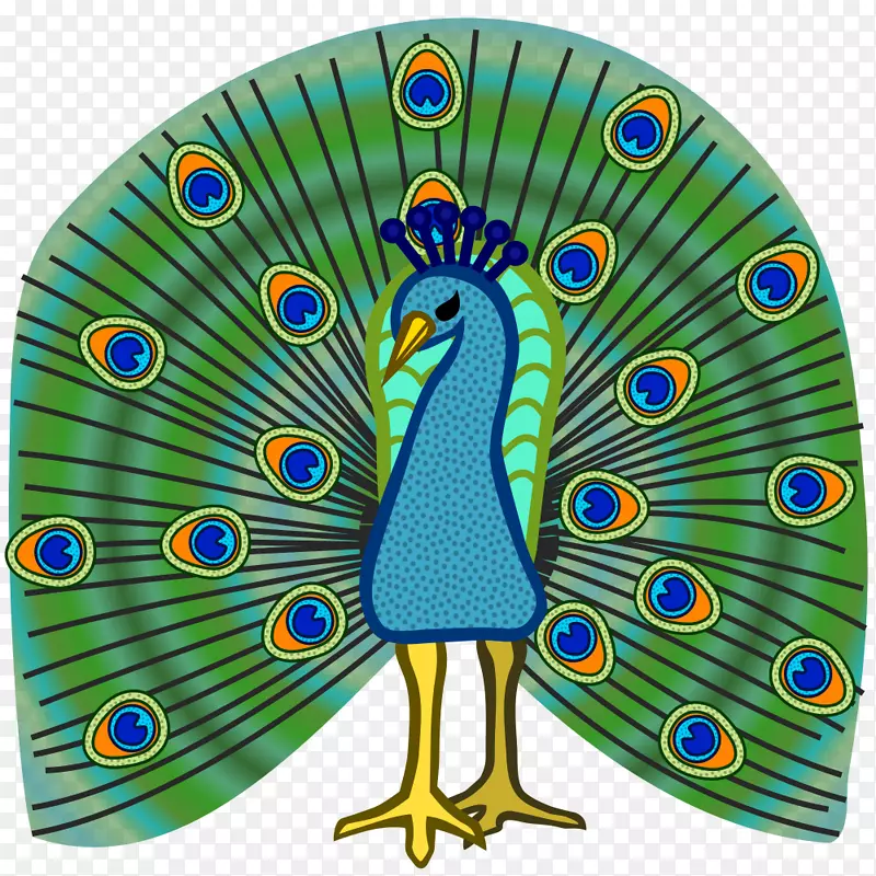 亚细亚孔雀剪贴画-精美的彩色羽毛