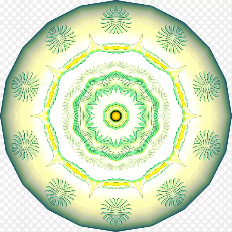 对称绿色圆形有机体-空心曼陀罗
