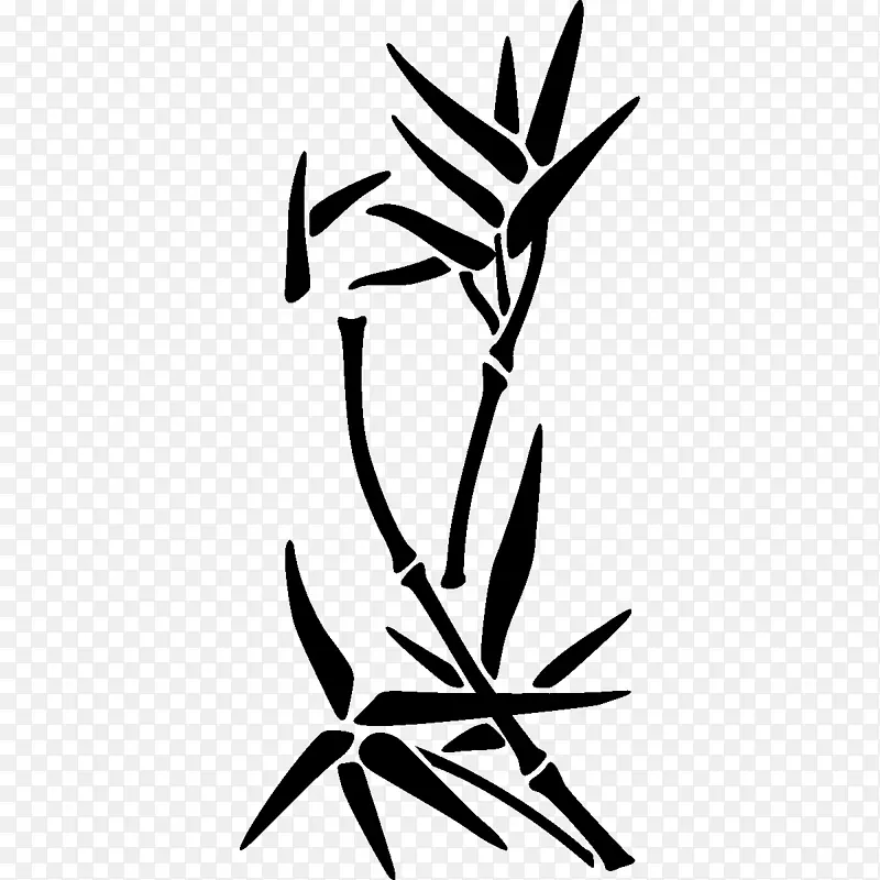 热带木本竹子贴纸剪贴画长城剪影