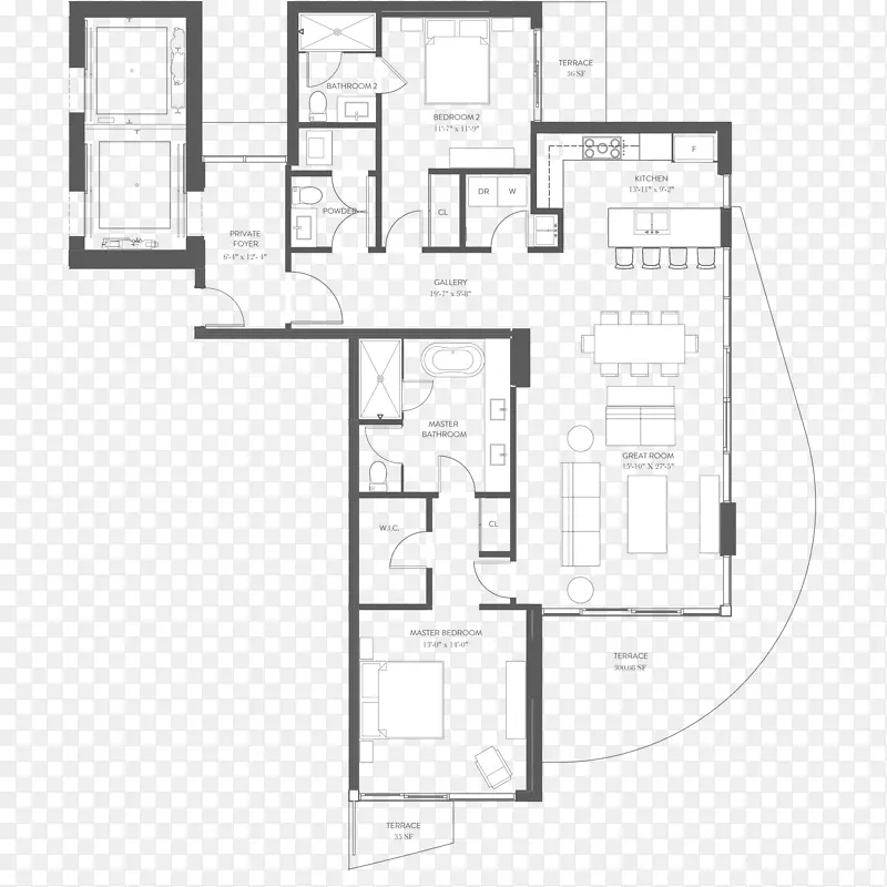 迈阿密房屋公寓平面图-房地产平面图